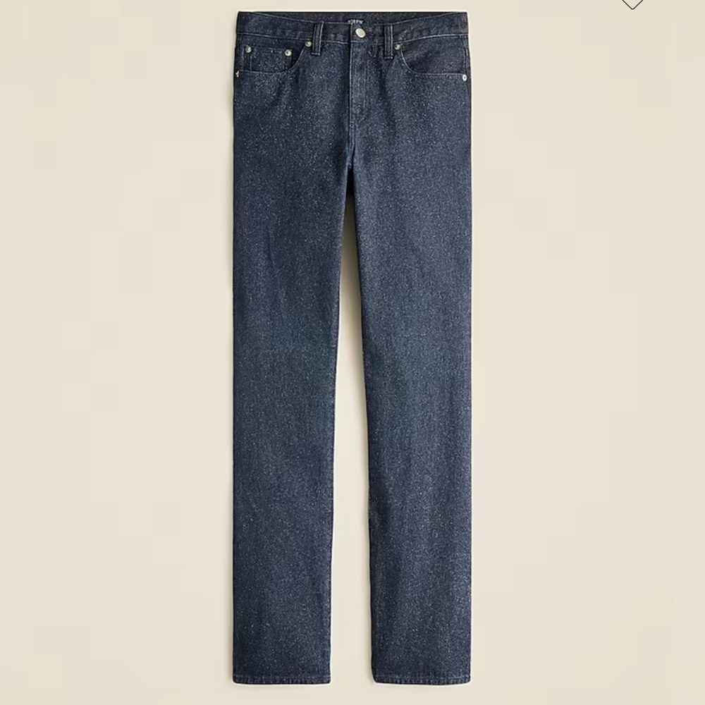 J Crew Mid-rise straight jean with Lurex® metallic threads in 1984 rigid size 26